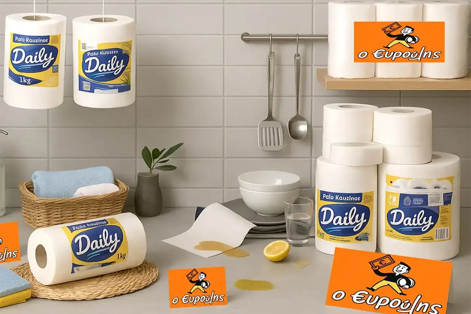 Χαρτικά σπιτιού και ρολά κουζίνας για καθημερινή καθαριότητα – Ευρούλης
