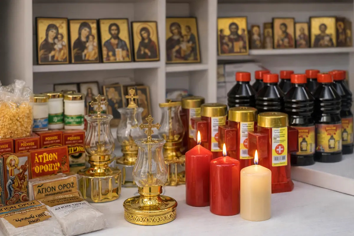 Εκκλησιαστικά είδη Ευρούλης στην Αρτέμιδα – κεριά, καντήλια και λιβάνι